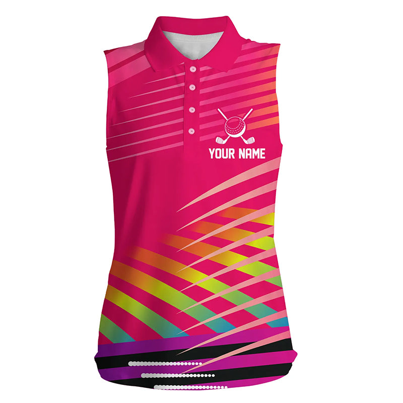 Women's sleeveless polo shirts watercolor tie dye background custom name golf shirt GY0213 main image 0