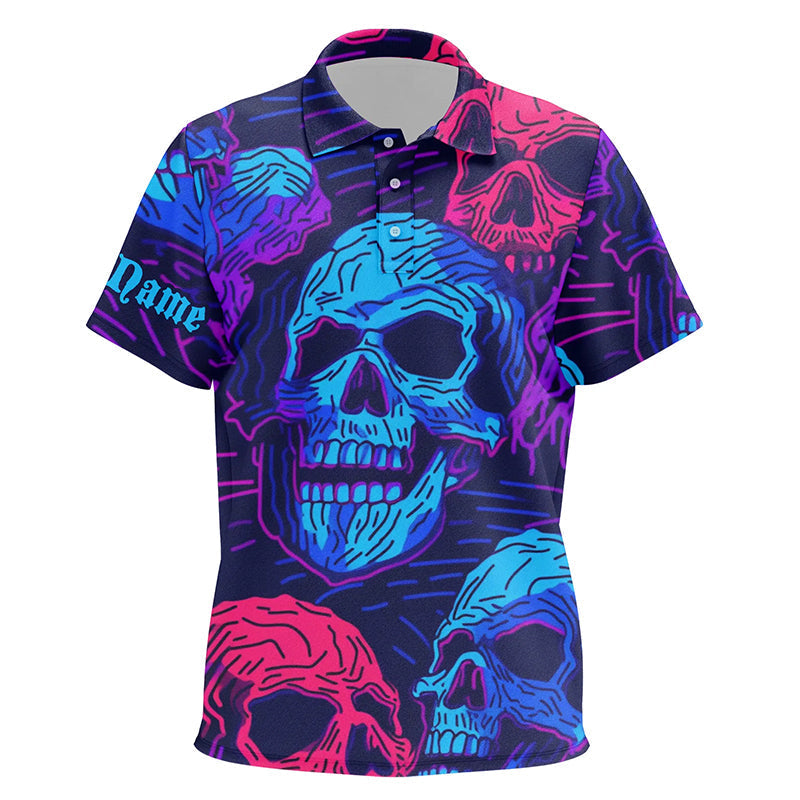 Colorful gradient skull pattern Kid golf polo shirts custom golf tops for Kid, best golf gifts NQS6522