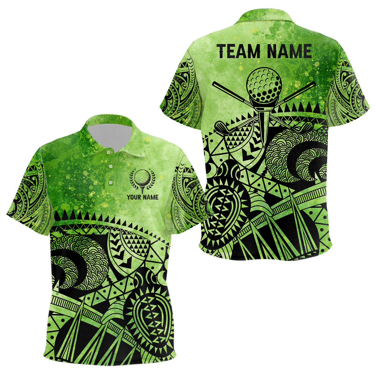 Kids golf polo shirt custom tribal pattern children golf clothes, golf gifts for Kid | Green NQS6928