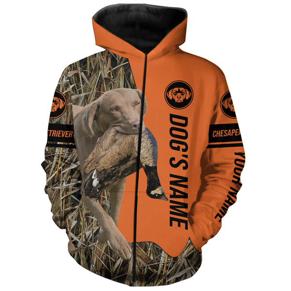 Chesapeake Bay Retriever Hunting Dog Customized Name Zip Up Hoodie Shirt FSD4083