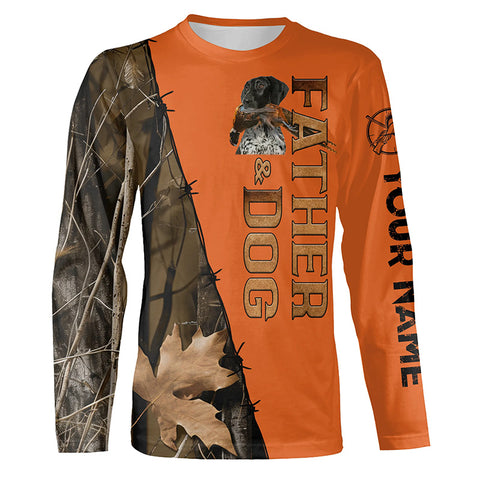 Black and white GSP Dog Pheasant Hunting Orange Shirts, Father's Day Hunting Gift ideas for Dad FSD4495
