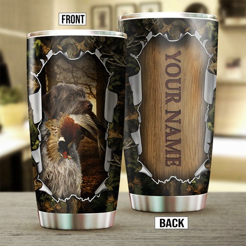 Wirehaired Pointing Griffon Bird Hunting Dog Custom Name Stainless steel Tumbler Cup FSD4467