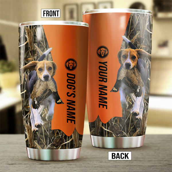 Beagle Birds & Deer shed Hunting Dog Custom name Stainless Steel Tumbler Cup FSD4320