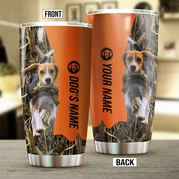 Beagle Birds & Deer shed Hunting Dog Custom name Stainless Steel Tumbler Cup FSD4320