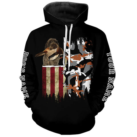 Wirehaired Pointing Griffon Hunting Dog American flag Custom Name Shirts, Christmas Gifts for Hunters FSD4340