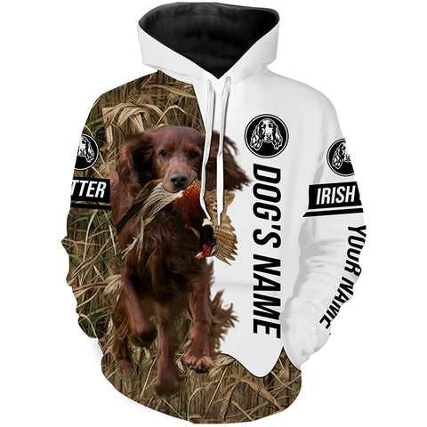Pheasant hunting with red Irish setter Dogs Customize name 3D All over print Shirts, Hoodie FSD3758