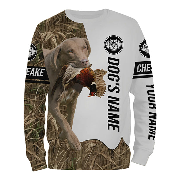 Pheasant Hunting with Chesapeake Bay Retriever Dog Custom Name Camo Full Printing Shirts, Bird hunting dog FSD2800