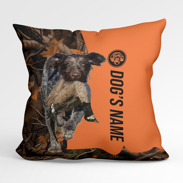 Deutsch Drahthaar Duck/Pheasant Hunting Custom Dog's Name Pillow, Hunting dog Pillows FSD4394