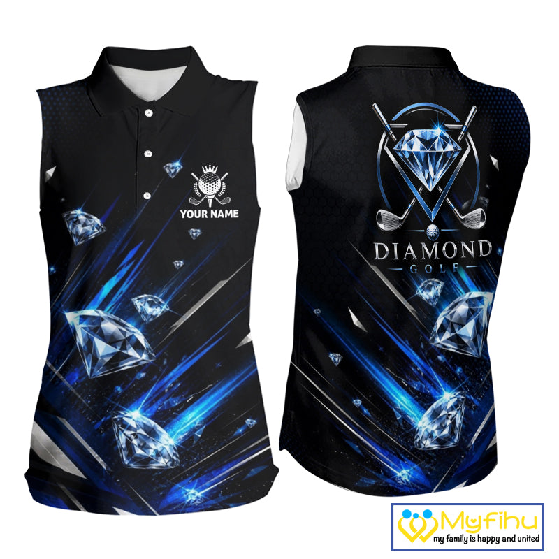 Funny Sleeveless Womens Diamond Golf Polo Shirt – Performance Golf Shirt, Golf Top NHT878