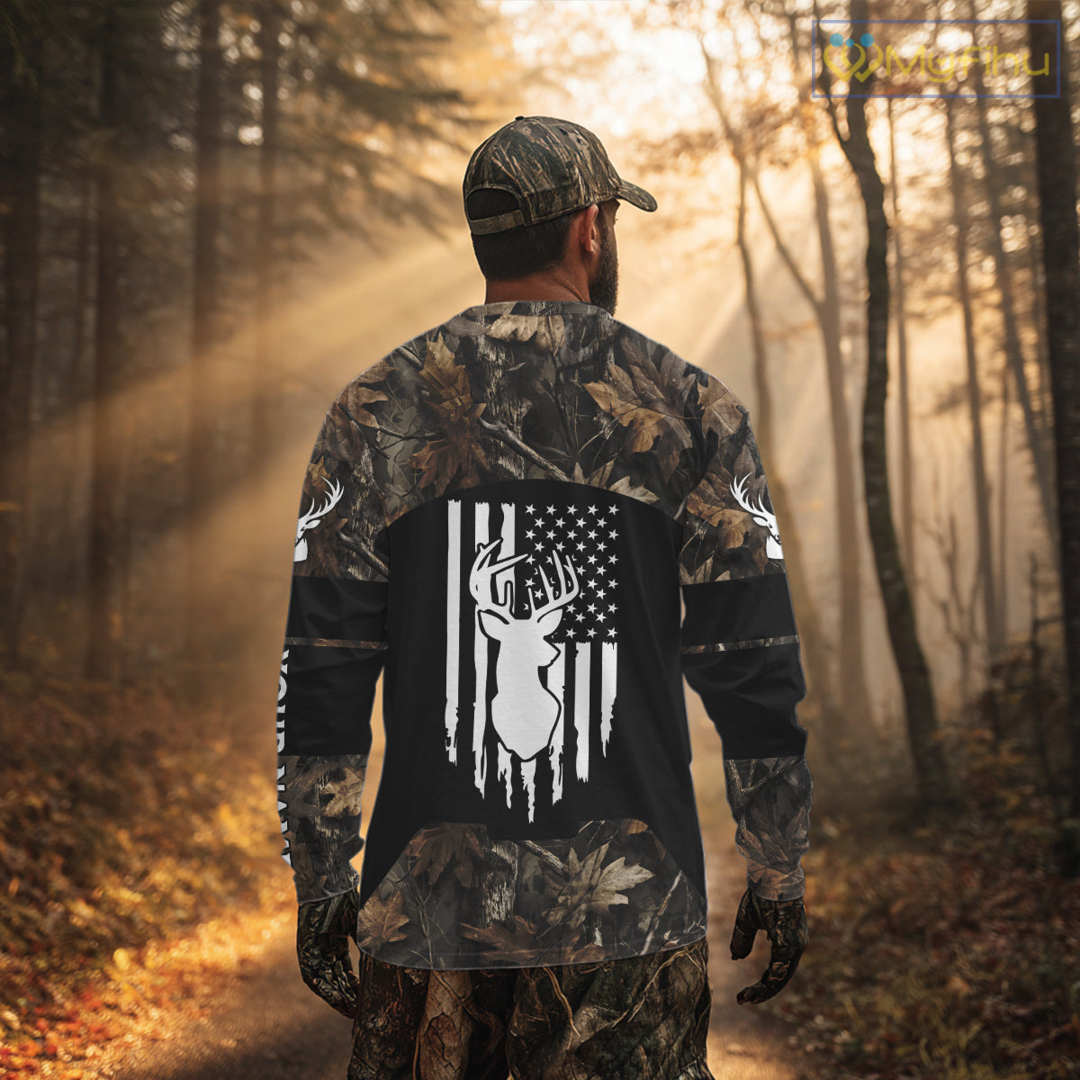 Deer Hunting With Full All Over 3D For Deer Hunters, Personalized US Flag Camouflage NHT362