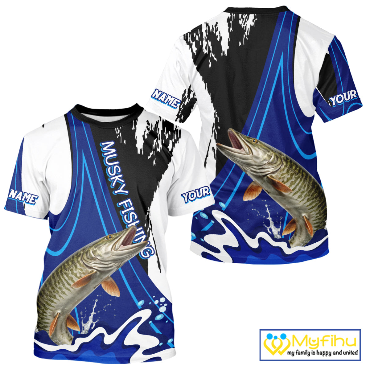 Musky Fishing Jersey Personalized Name Fishing T-Shirts, Angler Tournament Fishing Apparel NHT870