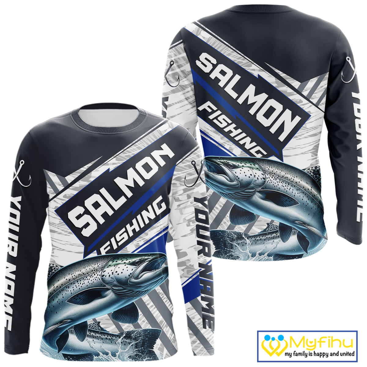Personalized Chinook Salmon Fishing Jerseys For Fishing Team, Salmon Fishing Shirts Long Sleeve NHT921