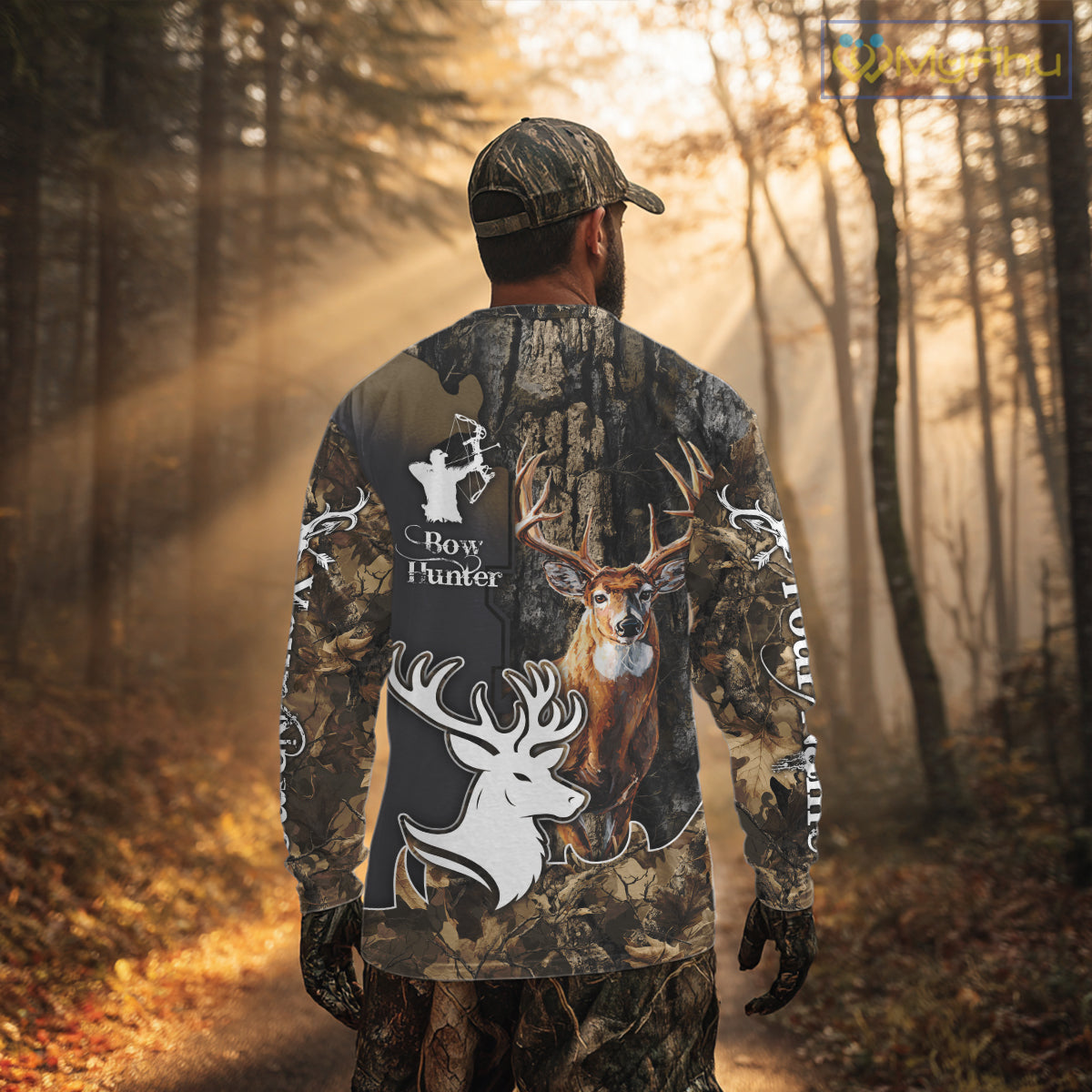 Personalized Deer Hunting 3D All Over Printed Hoodie Brown Leaves Camo, Hunting accessories NBT318