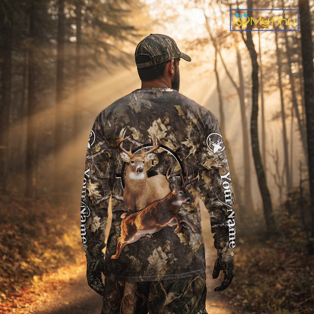 Whitetail Deer Custom Name 3D All Over Printed Shirts, Deer Hunting Clothes, Hunting Season NBT334
