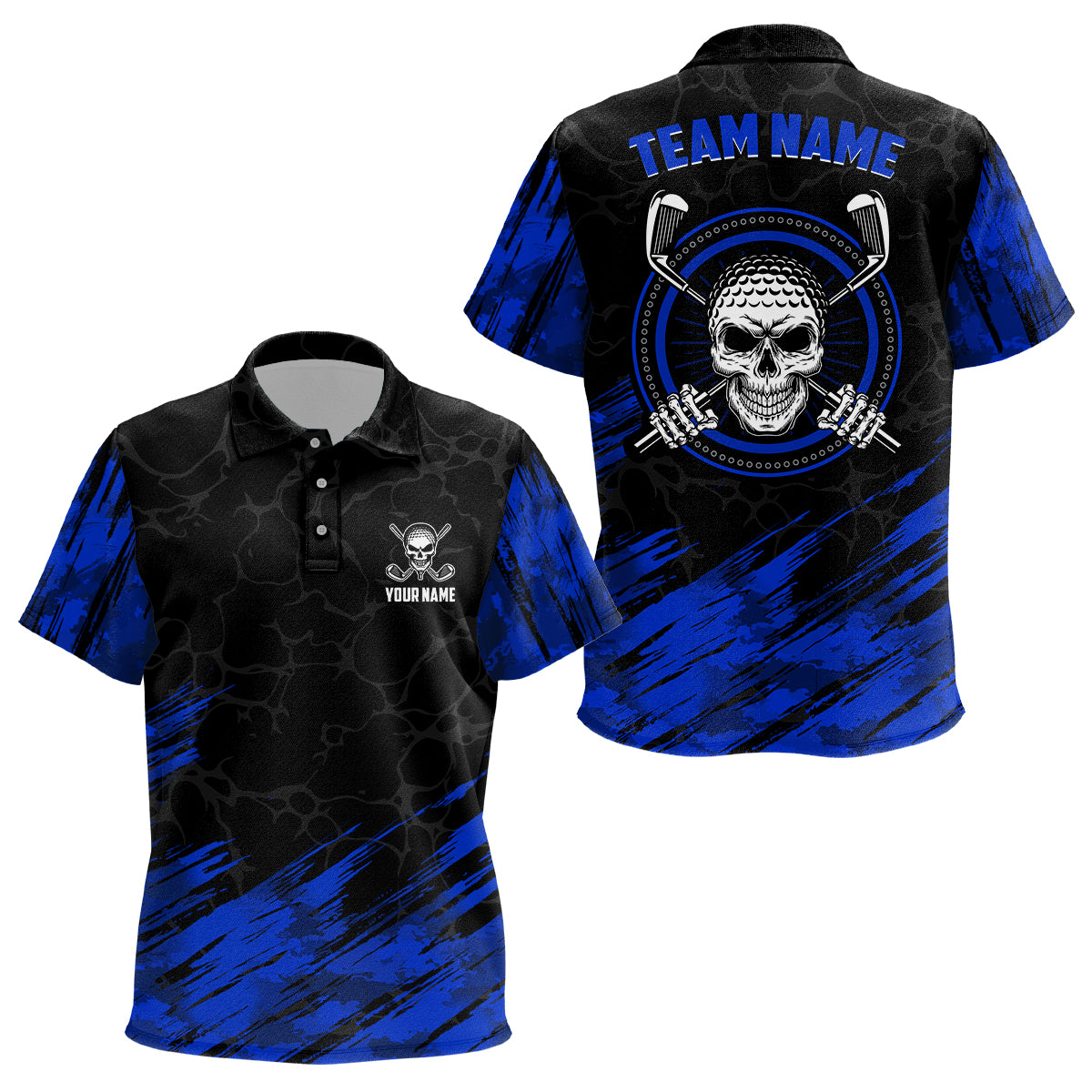 Personalized 3D All Over Print Skull Kids Golf Polo Shirts Navy Black Golf Shirts For Kid LDT0448