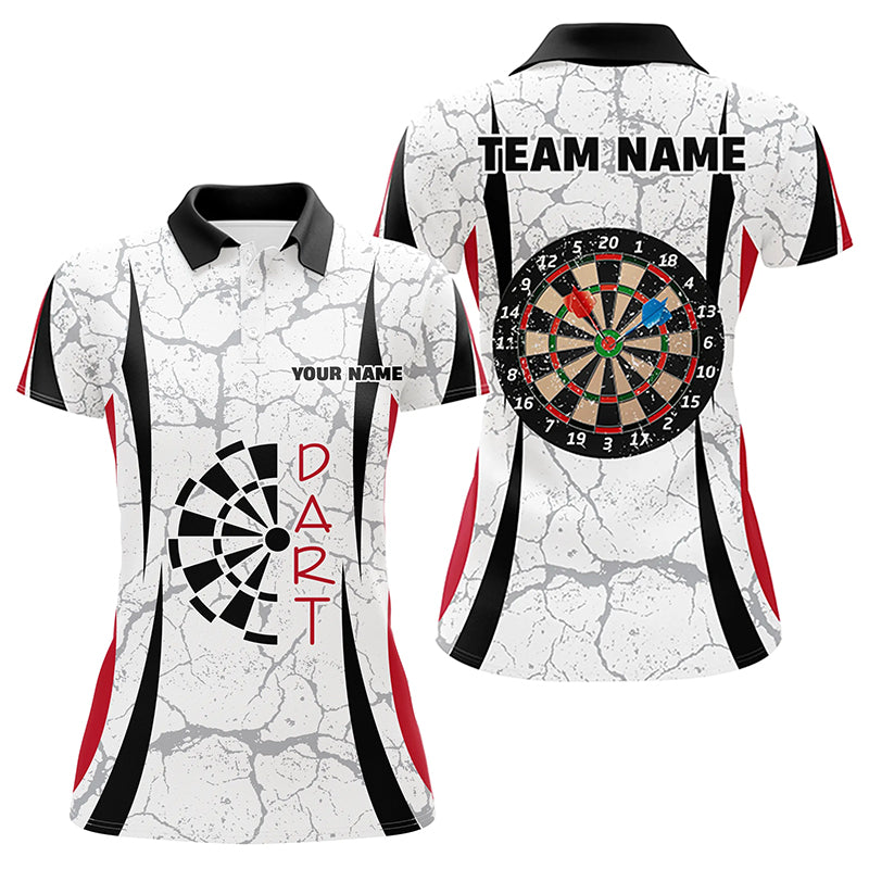 Personalized White Dart Polo Shirts For Women Custom Dart Jerseys Womens Dart Team Shirts VHM1148