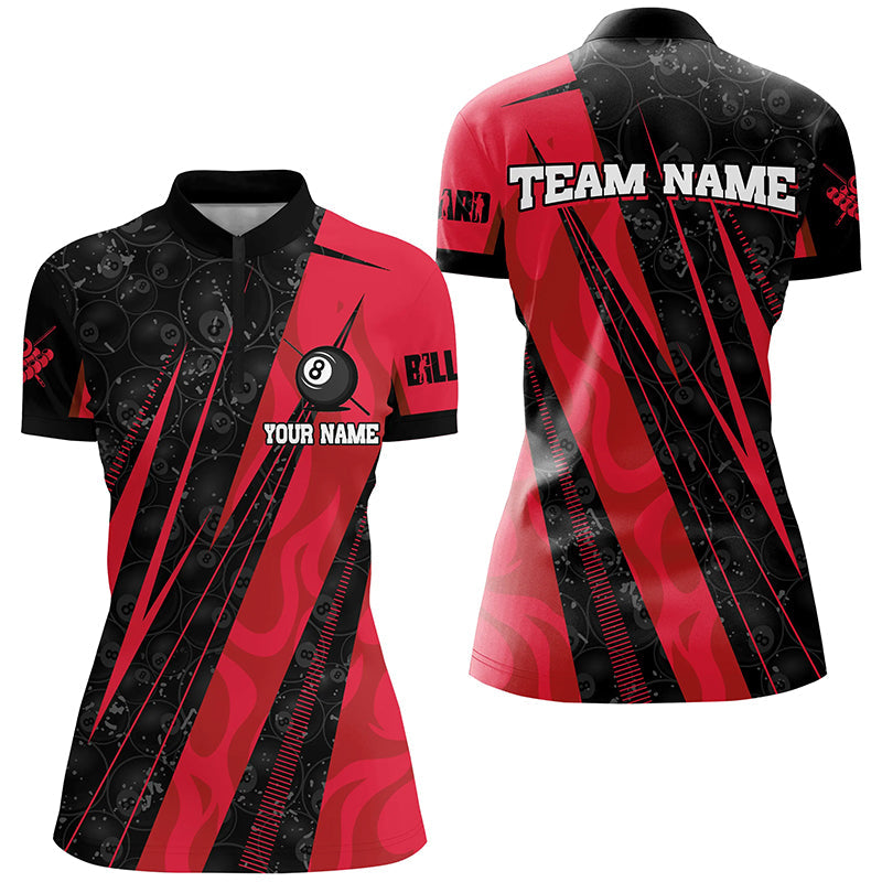 Personalized Red Billiard Tournament Sport Shirts For Women, Best Billiard Team Jerseys Uniform TDM1769