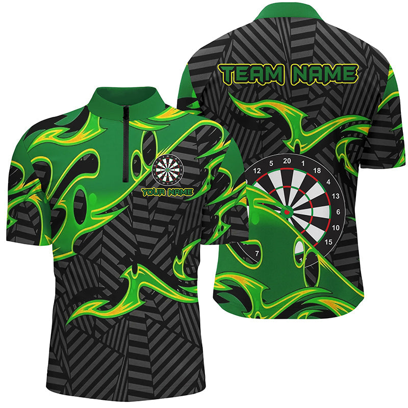 Black Green Darts Board Personalized Men Dart Quarter Zip Shirt Custom Myfihu 3881