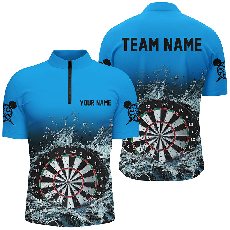 Customized Blue Darts Board In Water 3d Printed Men Darts Quarter Zip Myfihu 4794