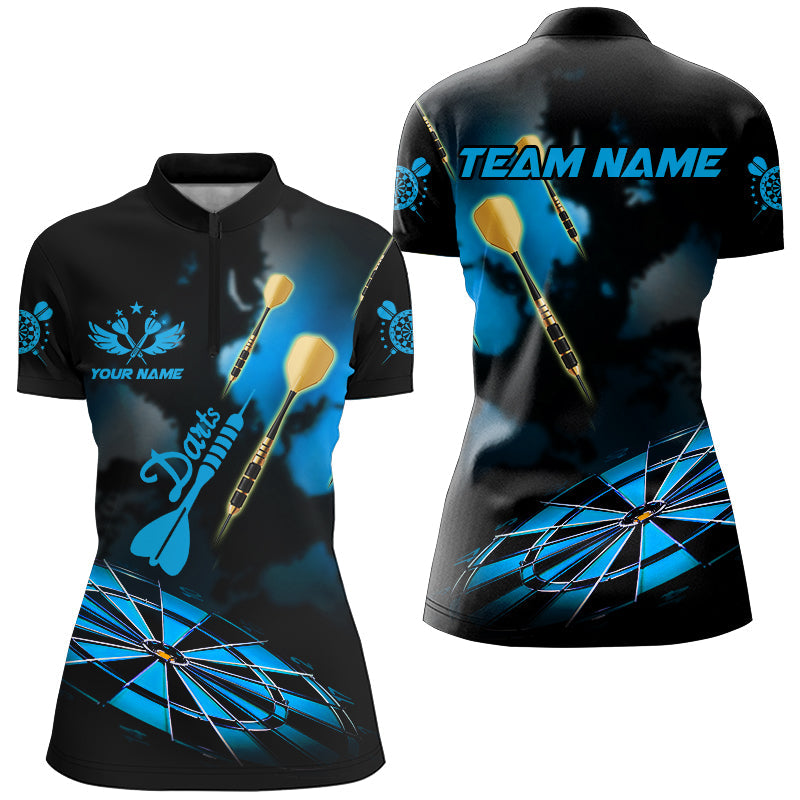 Blue Dart Board Hazy Smoke Custom 3D Dart Shirts For Women, Darts League Team Shirt Dart Jerseys TDM2842