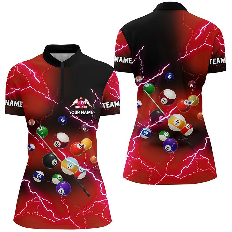 Personalized Billiard Balls Thunder Lightning Red Version Custom Women Quarter-Zip Shirts TDM1002
