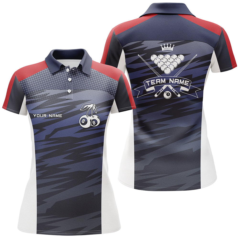 Personalized 8 Ball Pool Polo Shirts For Women Custom Billiards Tee Shirts Jerseys For Player TDM0573