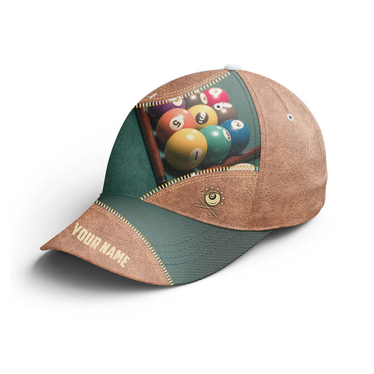 Billiard Brown Custom 3D Over Printed Cap, Best Personalized Billiard Hats For Pool Lover TDM0146