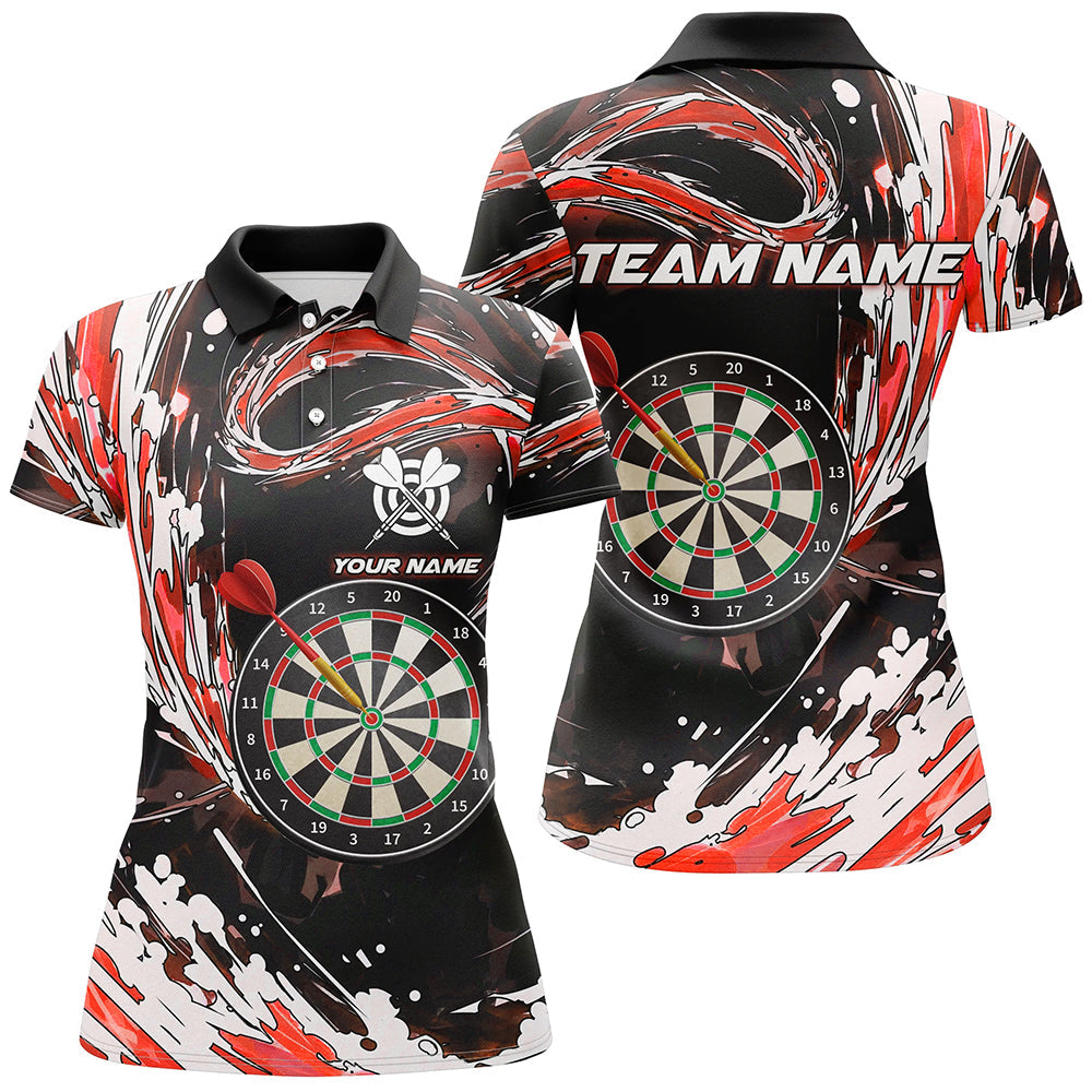Personalized Red Waves 3D Dart Board Polo Shirts Custom Dart Shirts For Women Dart Jerseys TDM1189