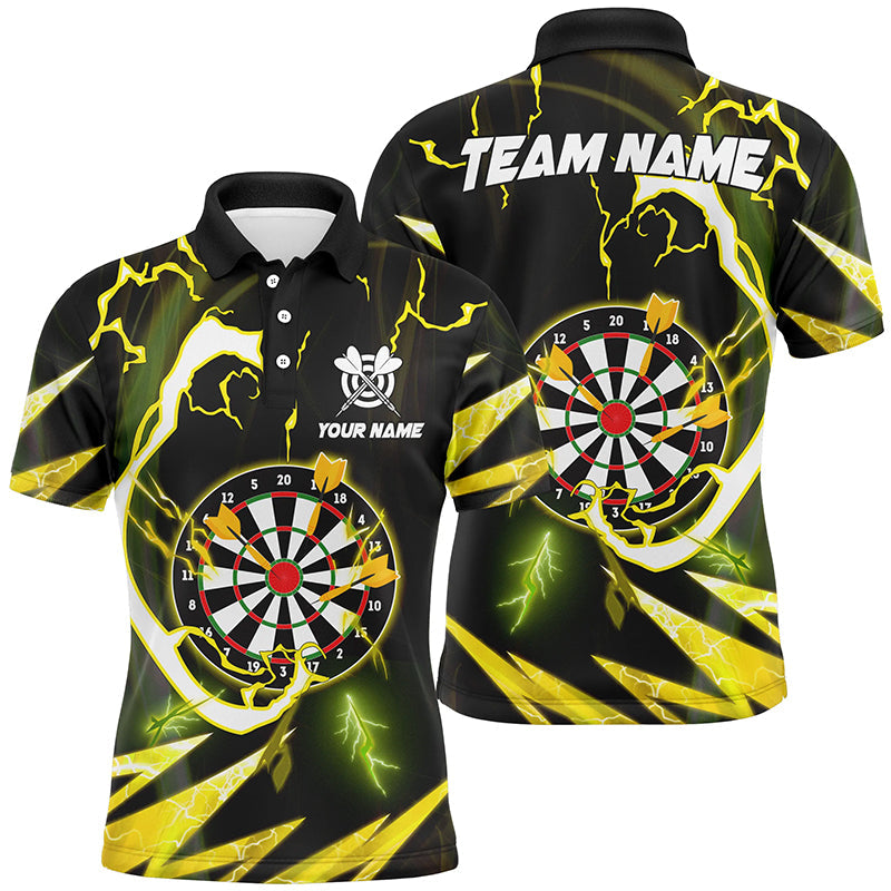Personalized Yellow Dart Board Thunder Lightning Dart Polo Shirts For Men Custom Dart Team Jerseys TDM1204