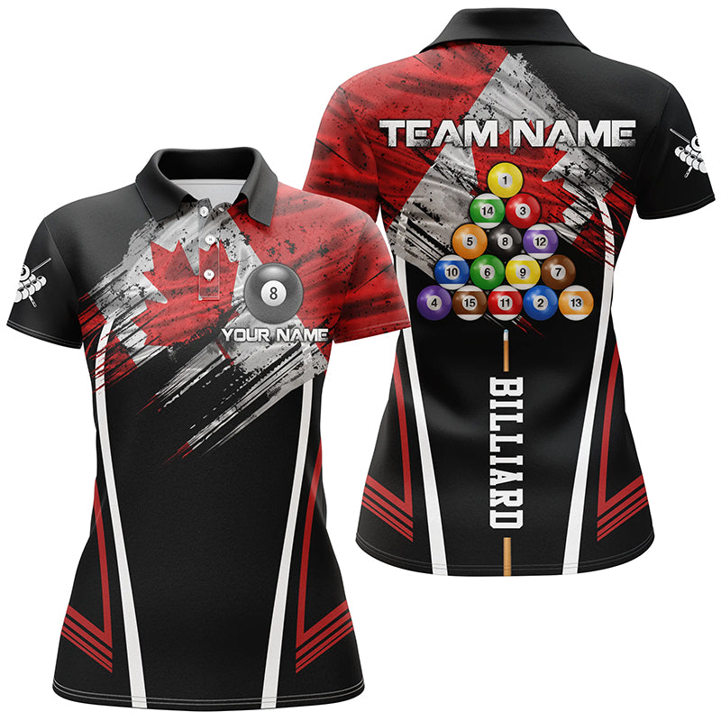 Personalized Canadian Billiard Jerseys Women Polo Shirts Custom Patriotic Billiard Canada Flag Shirts TDM1165