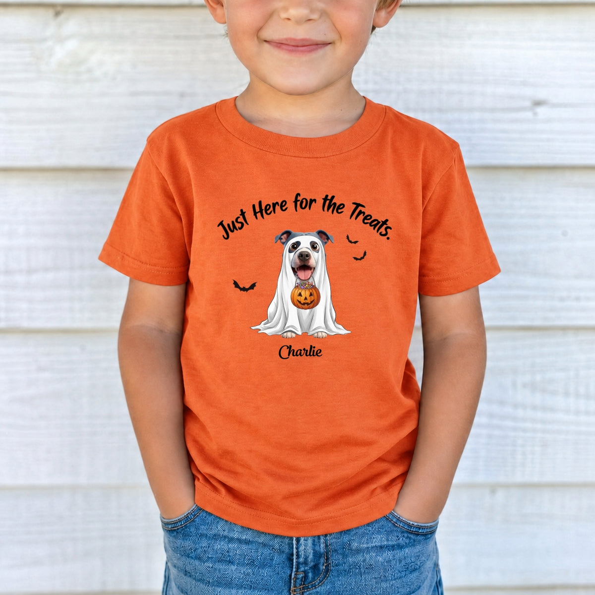 Funny Just Here for the Treats Halloween Custom Dogs Standard Youth T-Shirt FSDM100