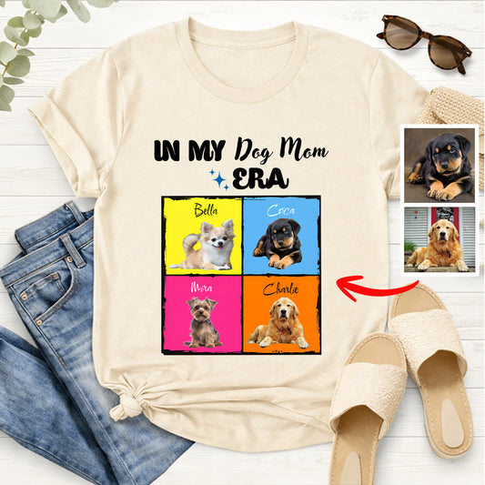 Funny In My Dog Mom Era Custom Dog Photos and Names T-shirt, Gift for Dog Mom FSD4815