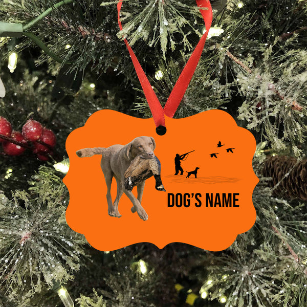 Chesapeake Bay Retriever Hunting Dog Custom Name Medallion Aluminum Ornament - Dog Christmas ornament FSD4349