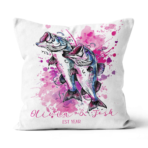 Custom Bass Fishing Couple Pillow Valentine'S Day Gifts For Wife And Husband, Valentines Day Decor IPHW5771