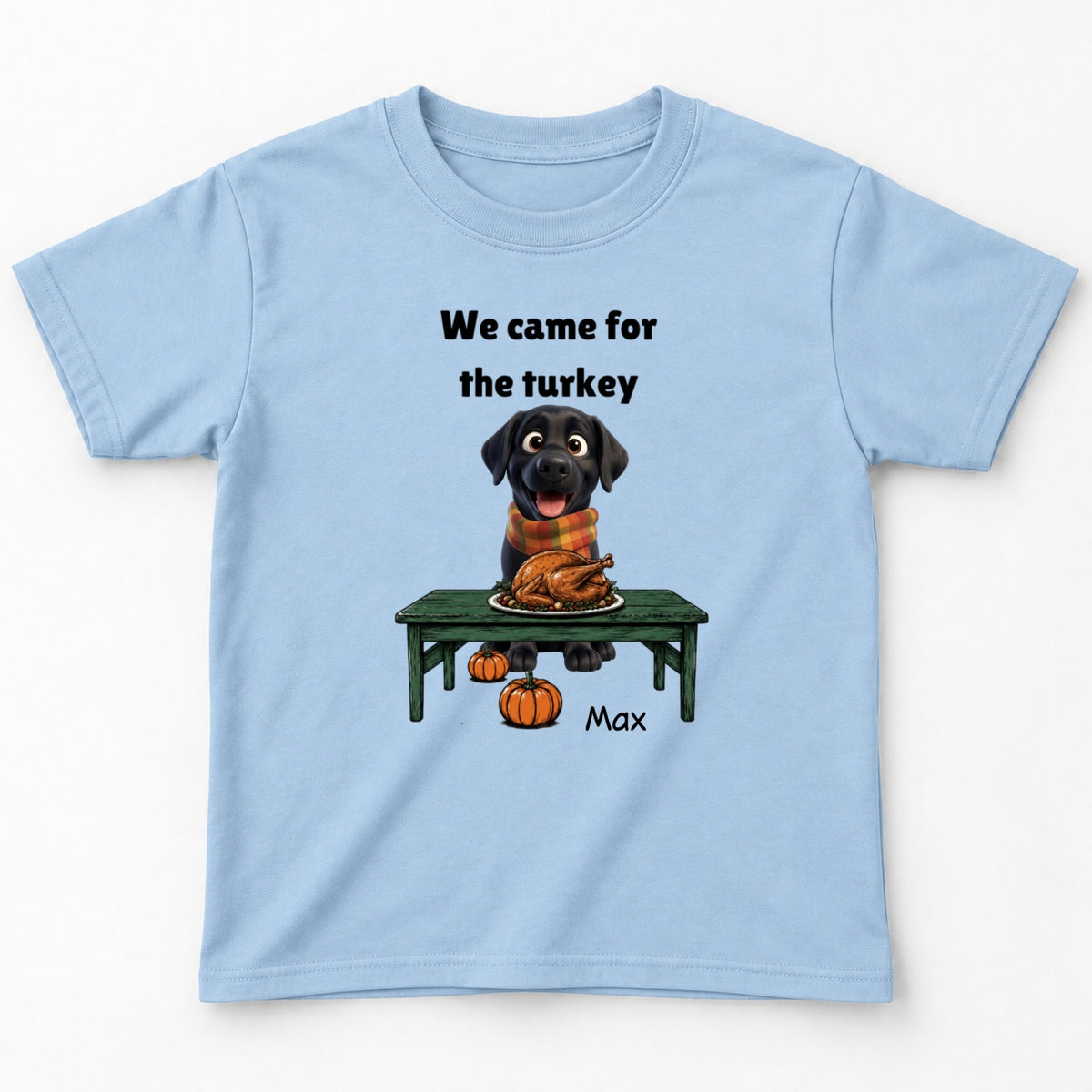 Custom Dogs Thanksgiving T-Shirt, We Came For The Turkey Funny Personalized Youth T-Shirt FSDM102
