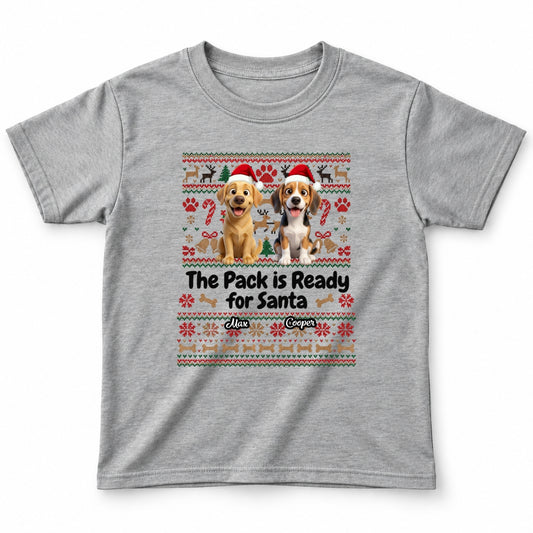 The Pack Is Ready For Santa Personalized Dogs Standard Youth T-Shirt FSDM105