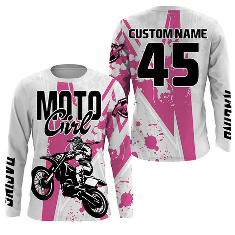 Custom jersey for Motocross youth pink dirt bike off-road UPF30+ MX biker girl motorcycle shirt PDT233