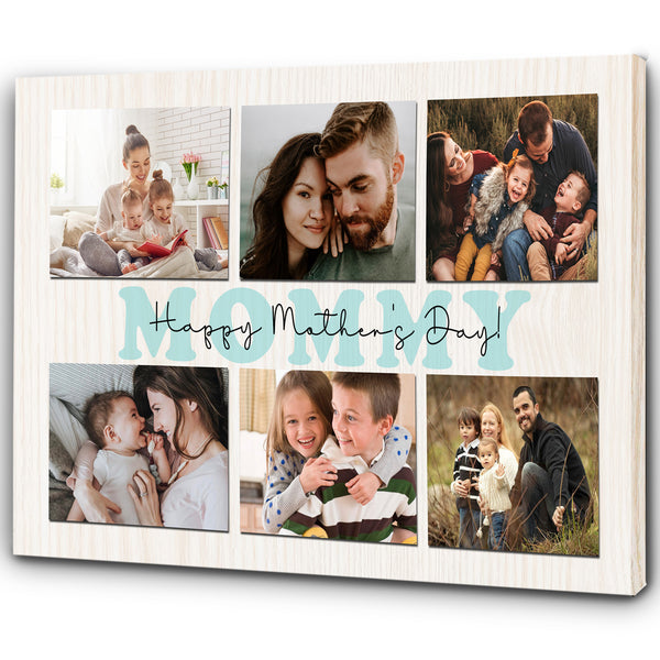 Happy Mothers Day Personalized Canvas Photo Collage, Mothers's Day Gift for Mommy from Children, Mom Birthday Christmas Keepsake| N2521