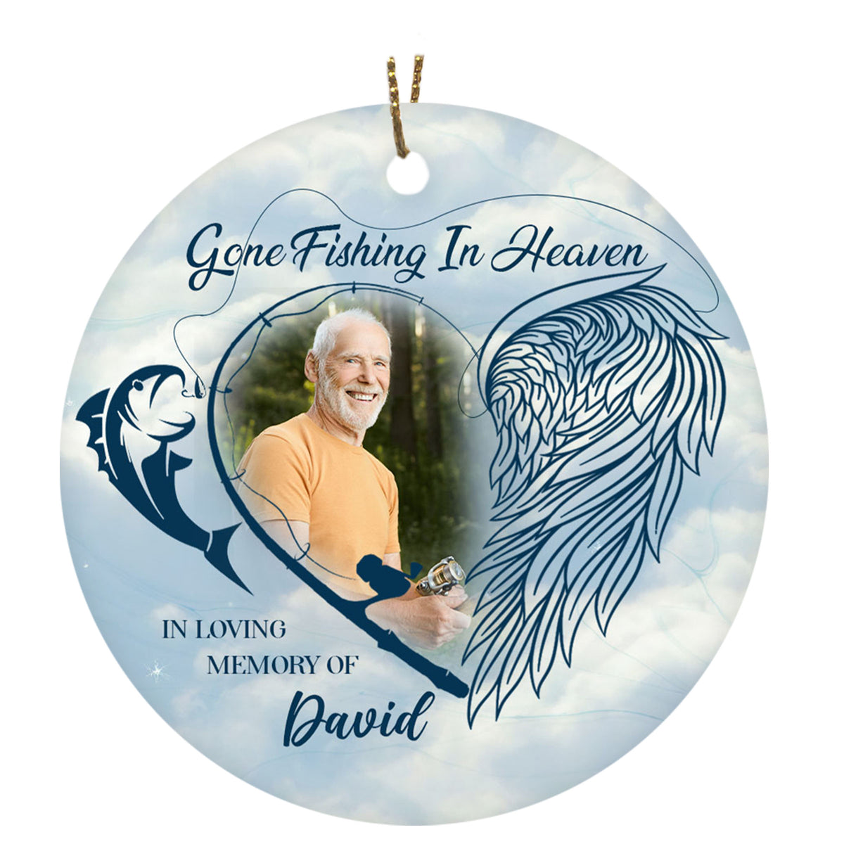 Personalized Gone Fishing in Heaven Ornament for Dad Fishing Lover