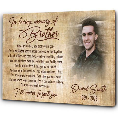 Brother remembrance canvas - Custom memorial sympathy gift, memory of brother, bereavement for loss CNT26