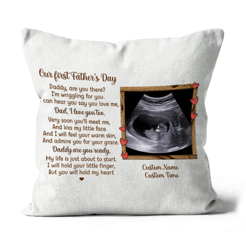Personalized Pillow First Father's Day Gift for New Dad, Dad To Be, 1st Time Dad, Expecting Father| JPL99