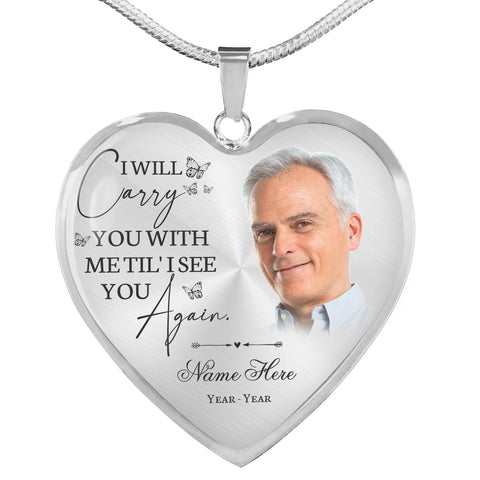 Personalized remembrance necklace with picture inside, Memorial sympathy bereavement gift for loss NNT01