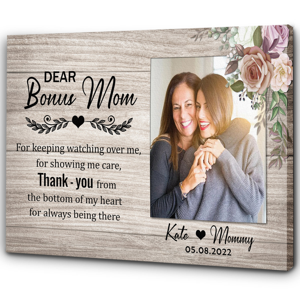 Canvas for Bonus Mom Step Mom Gift Bonus Mom Wall Art, Present