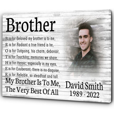 Brother bereavement canvas - Remembrance memorial gift loss of loved one, loss of brother in heaven CNT24