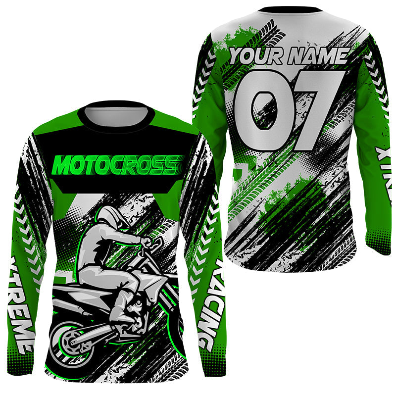 Personalized Motocross Jersey UPF30+, Motorcycle Green Dirt Bike Racin –  Myfihu