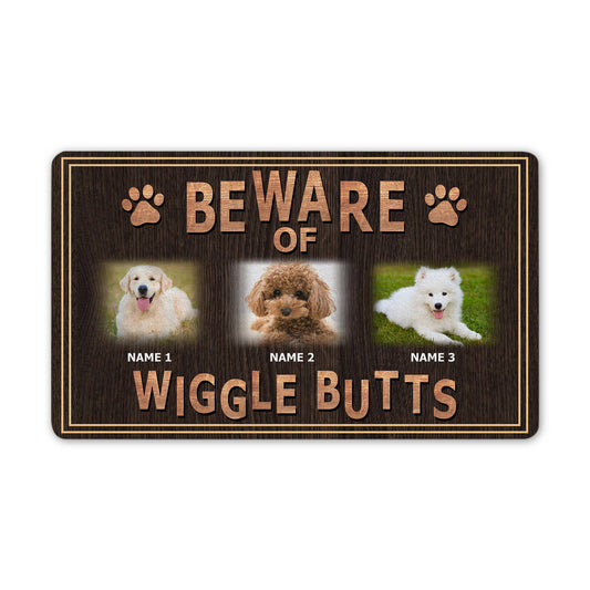 Custom Dog Doormat| Beware of Wigglebutts Dog Welcome Mat| Gift for Dog Lover Dog Owner| Dog Mom Gifts JDM71