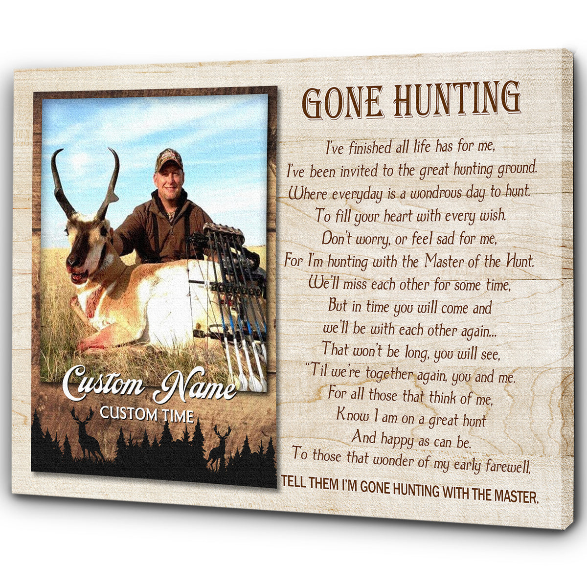 Gone Hunting Memorial Canvas Customized Canvas Hunting