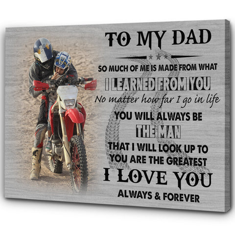 Dirt Bike Dad Personalized Canvas Custom Photo Fathers Day Gift for Motocross Dad Biker Rider| N2576
