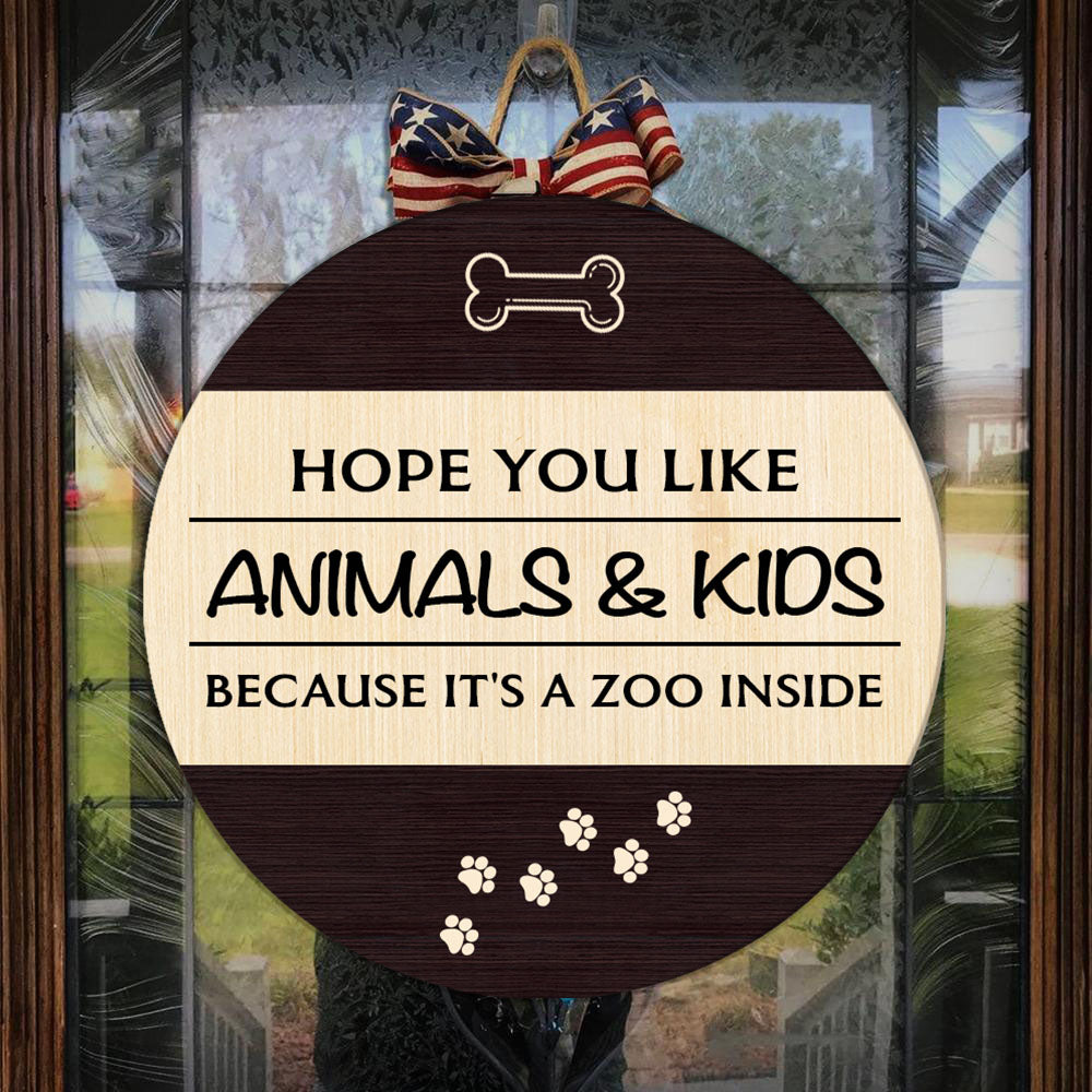 Pet Lover Door Hanger| Animals and Kids Door Hanger| Funny Wooden Door  Hanger for Dog Lover, Cat Lover| Pet Sign Pet Lover Decoration for Front  Door,