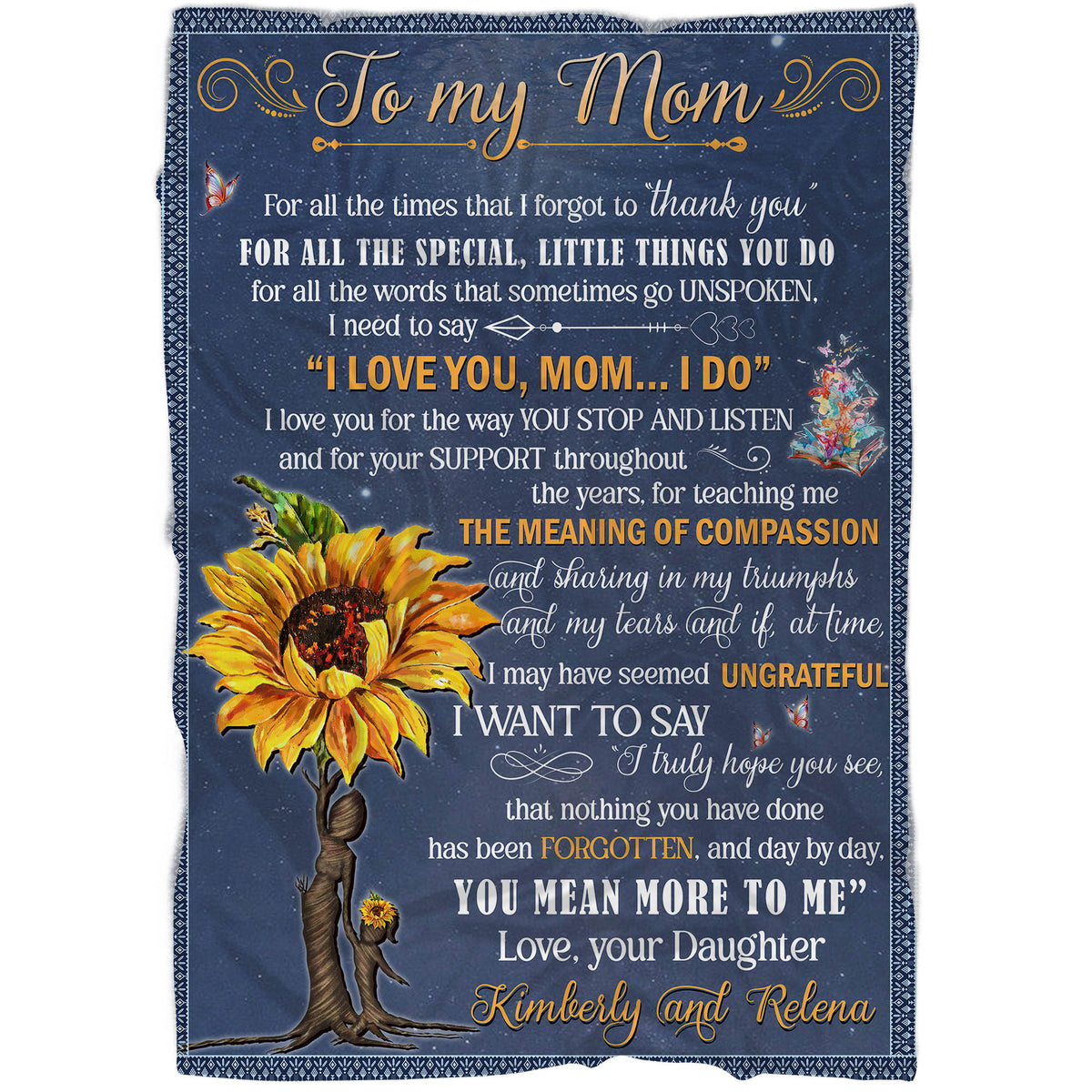 Personalized Blanket To My Mom Mom You Mean More To Me Sunflower Flee –  Myfihu